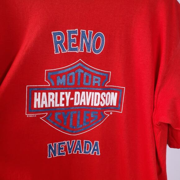 Harley Davidson Vintage Single Stitch Red  Tshirt Reno Nevada Great condition - Picture 3 of 8